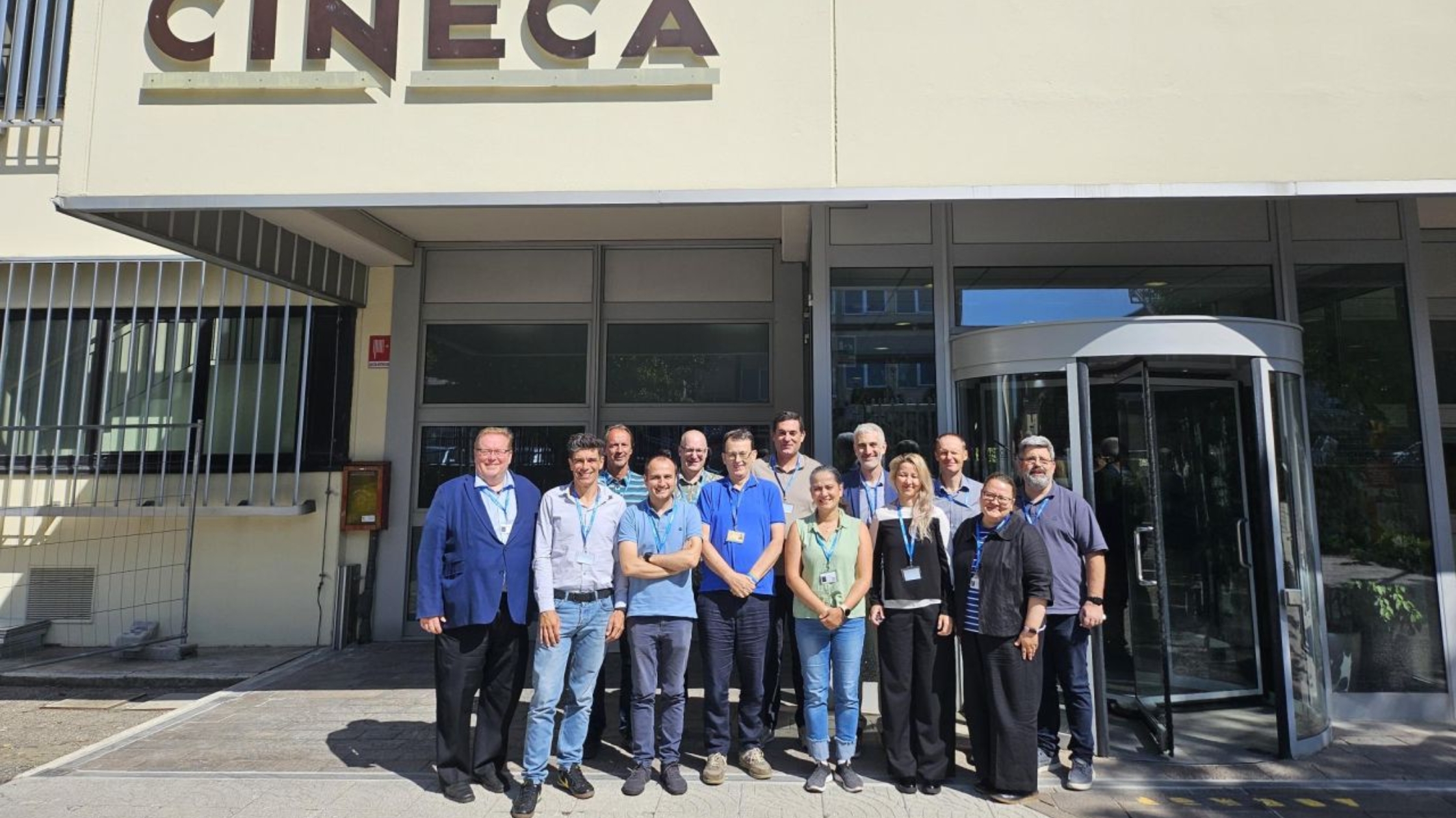 EPICURE project partners gathered outside CINECA during a project review meeting.