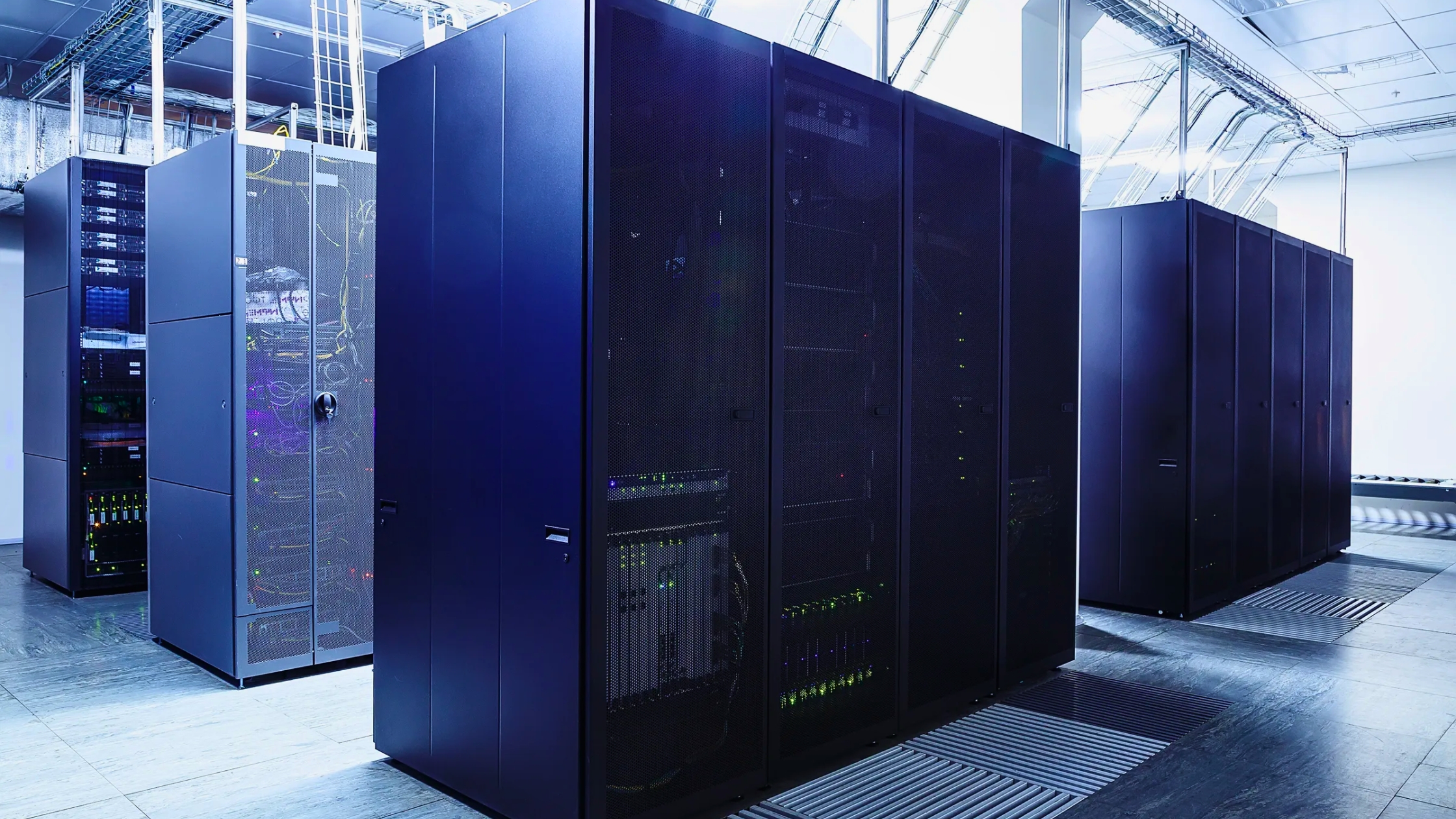 High-performance computing (HPC) infrastructure with server racks, supporting large-scale scientific computing and research workloads.