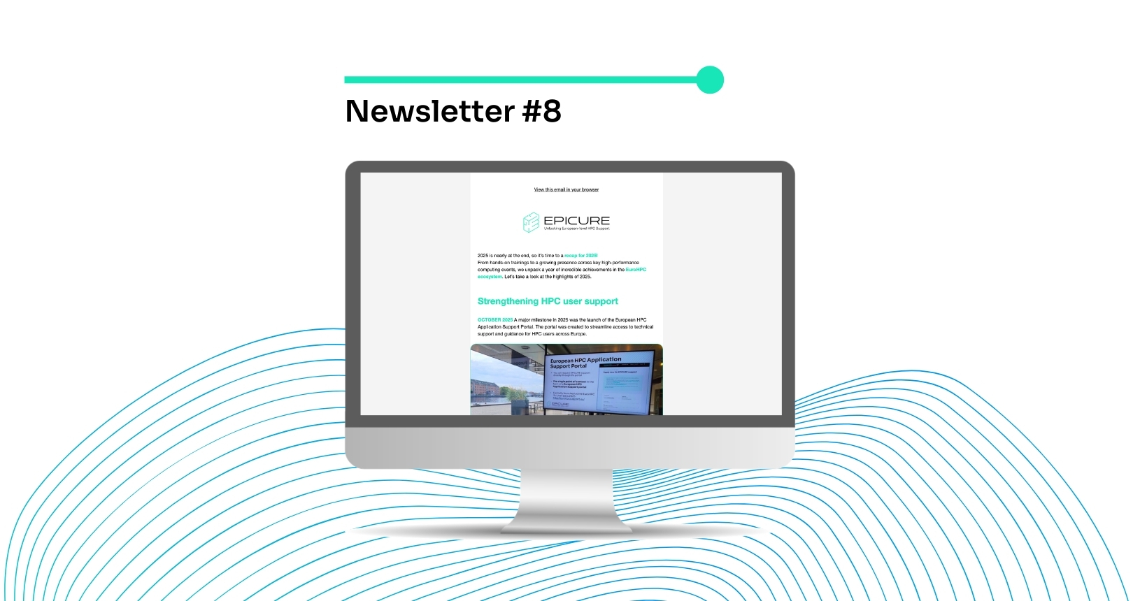 Computer screen with the 8th EPICURE's newsletter.