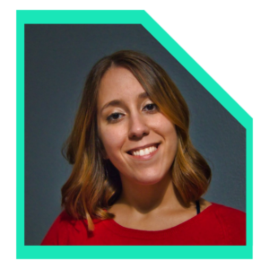 Woman wearing a red sweater.