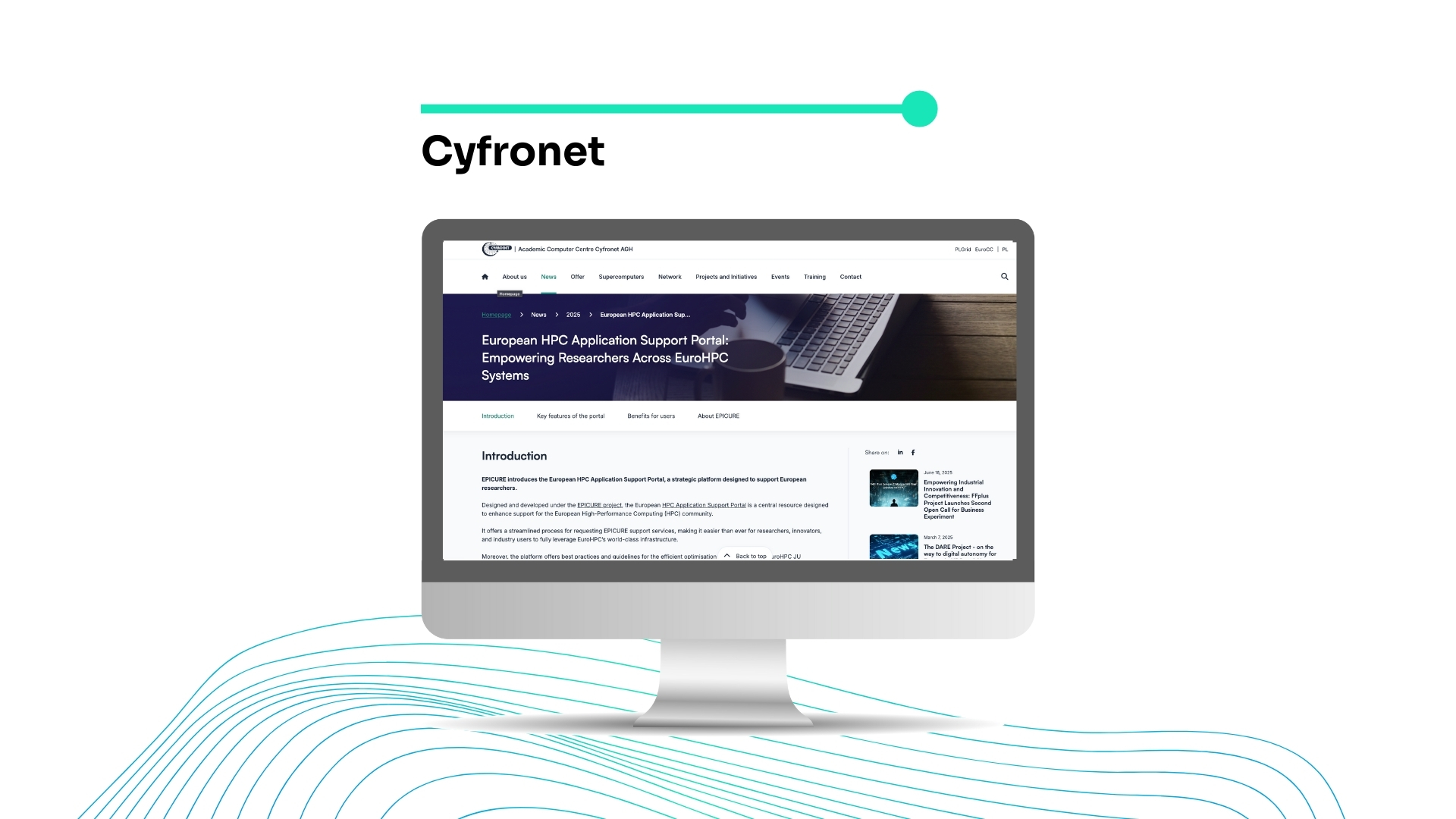 Computer screen with Cyrfronet page open