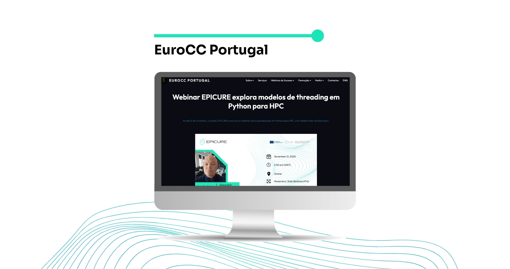 Computer screen with EuroCC Portugal page open.