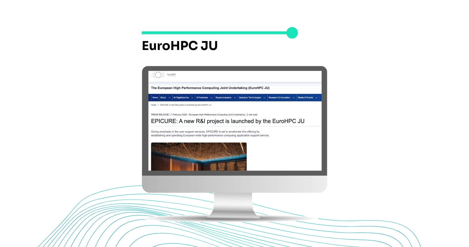 Computer screen with EuroHPC JU page open.