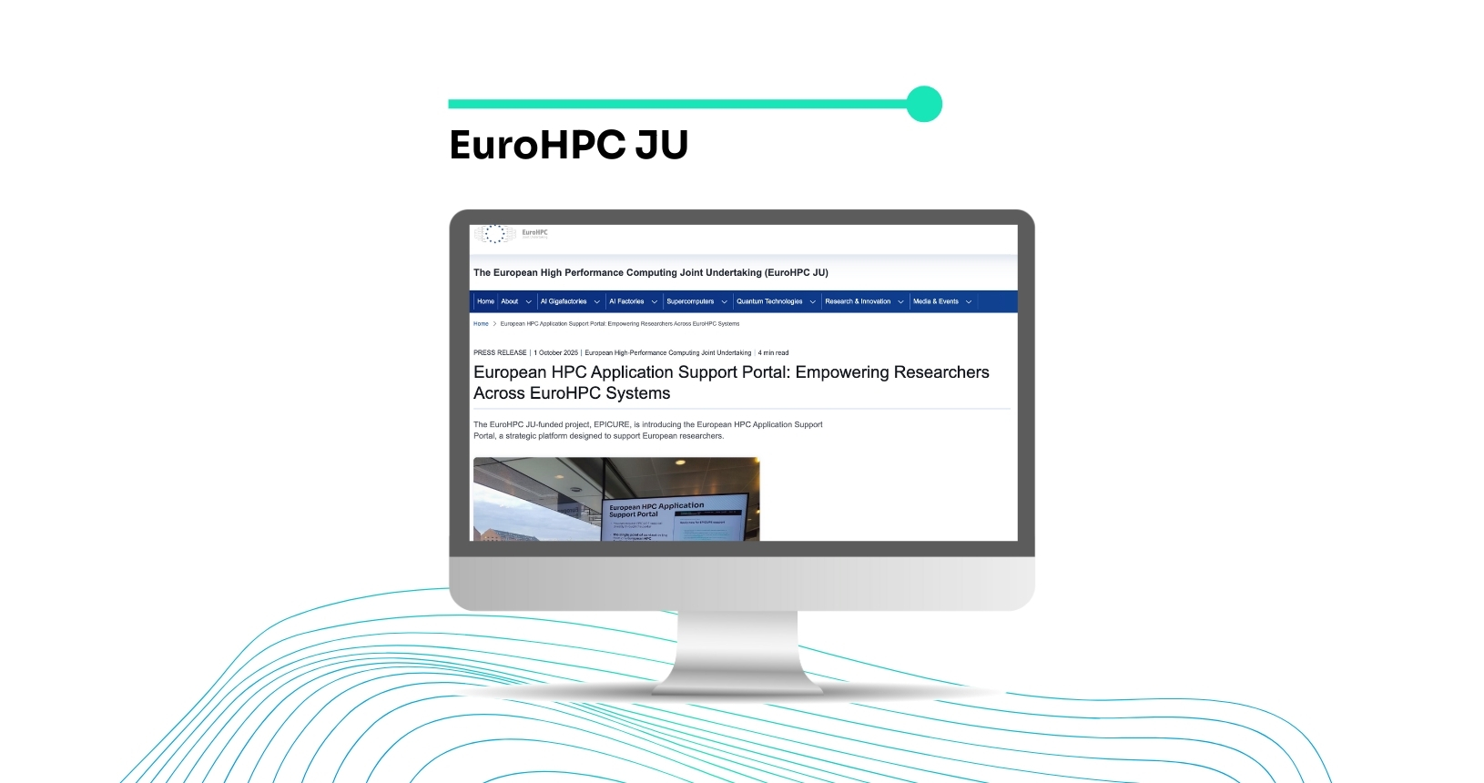 Computer screen with EuroHPC JU page open.