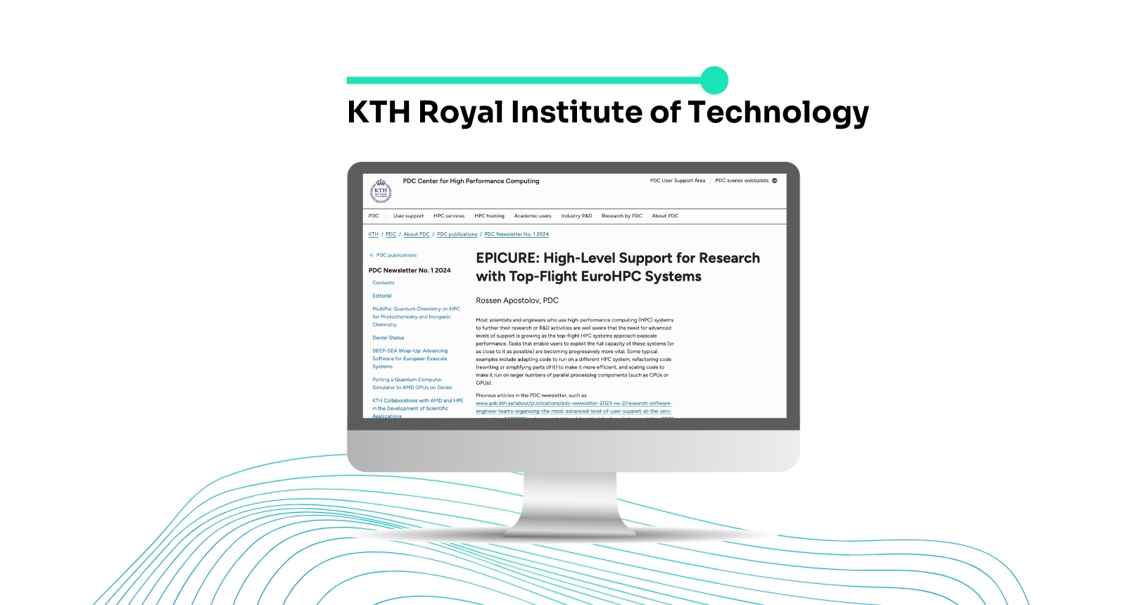 Computer screen with KTH page open.