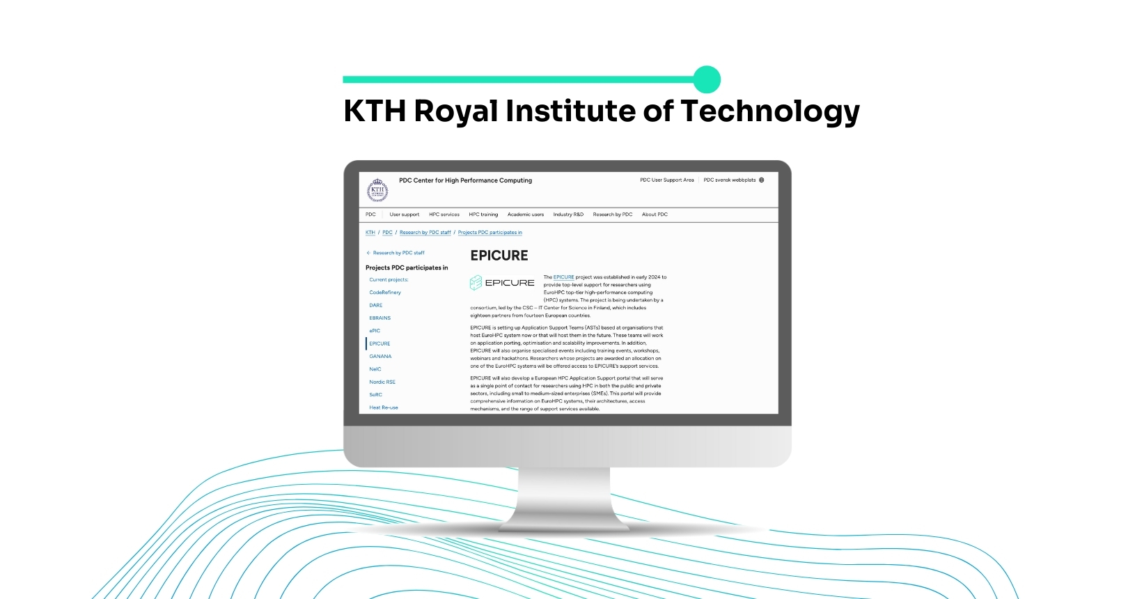 Computer screen with KTH page open.