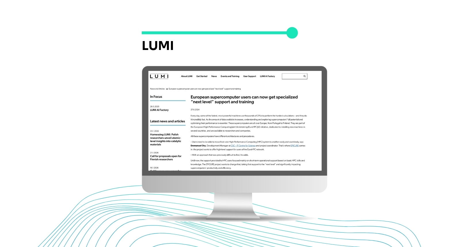 Computer screen with LUMI page open.