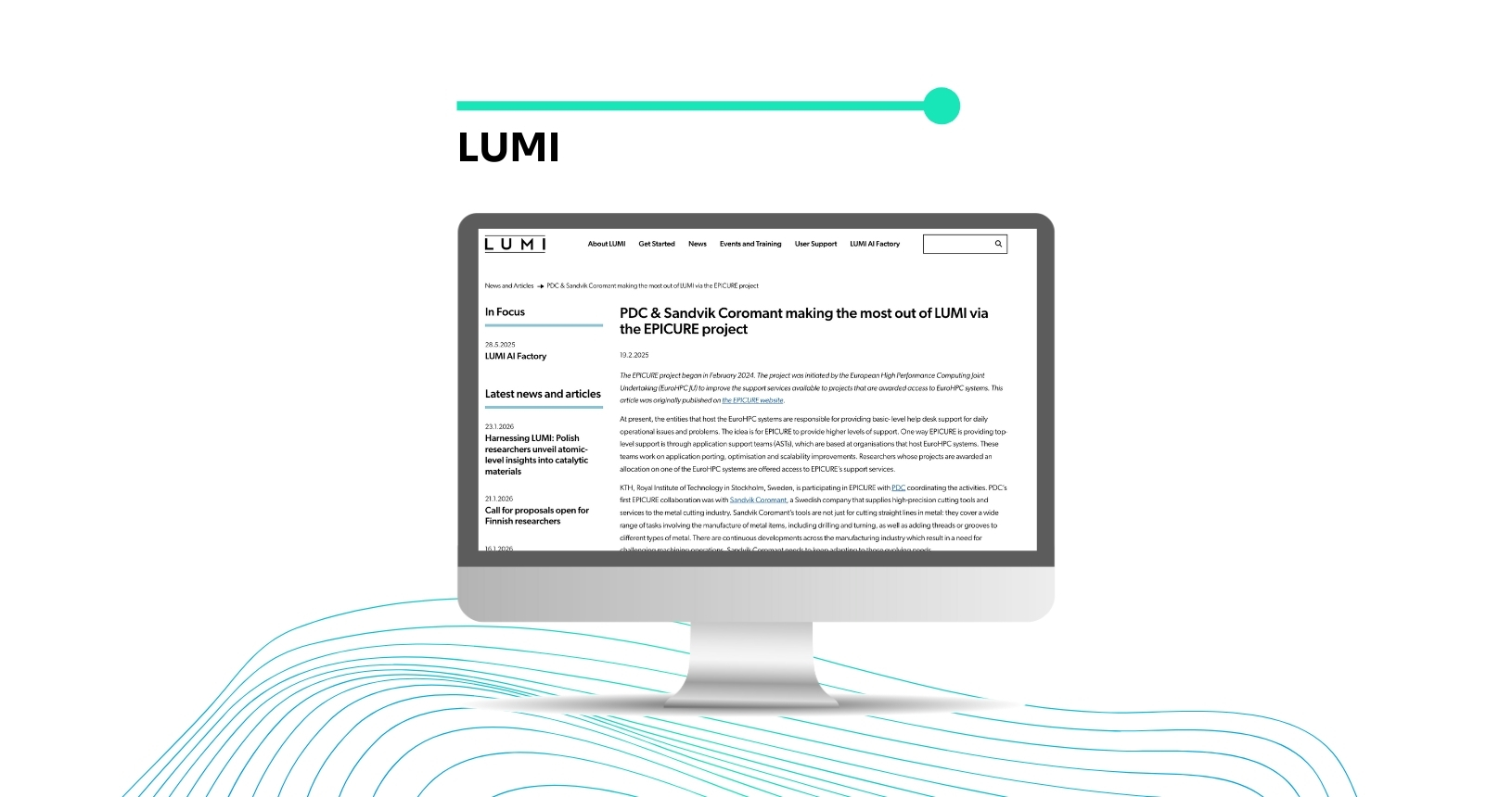 Computer screen with LUMI page open.