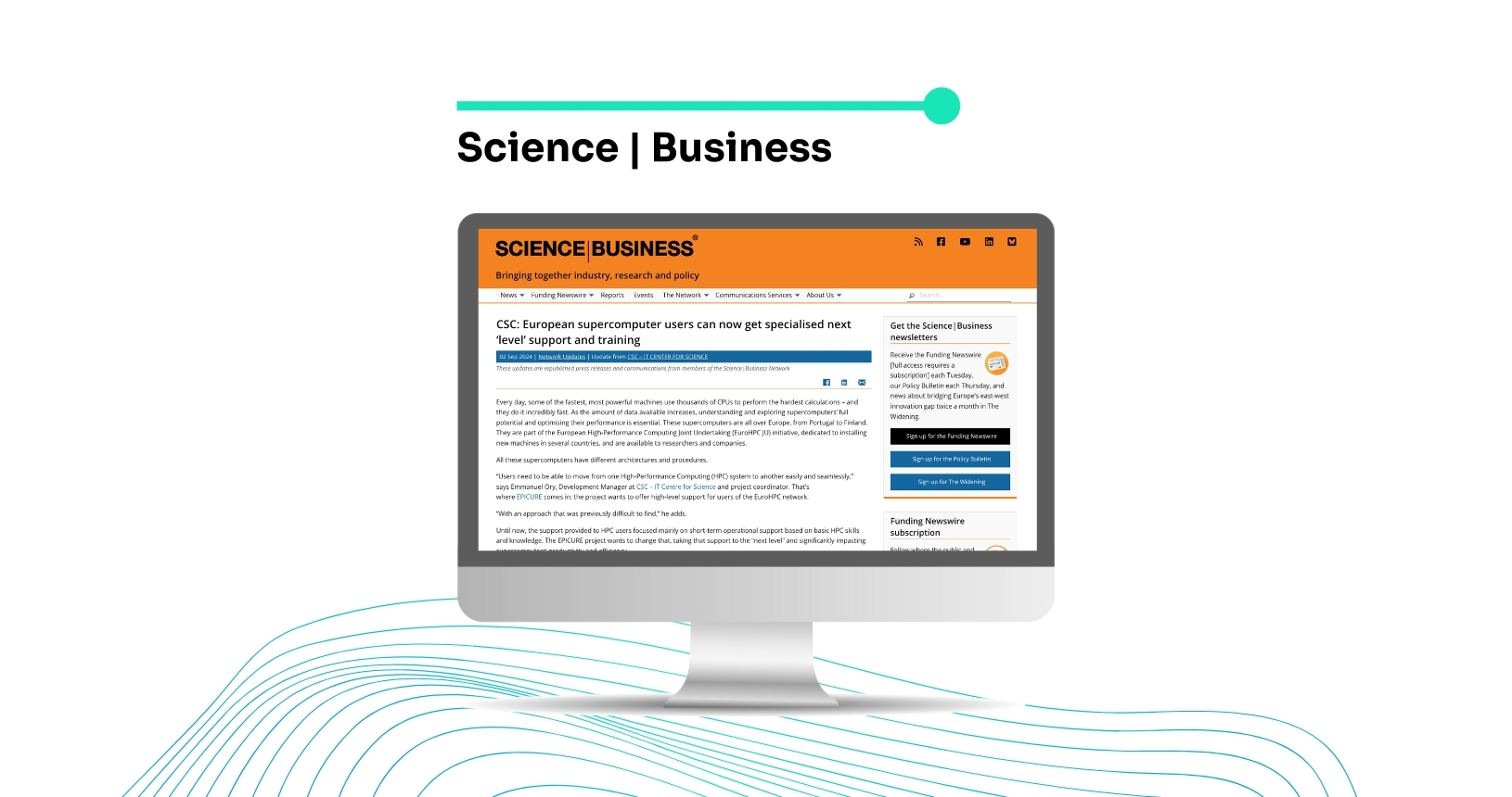 Computer screen with Science | Business JU page open.