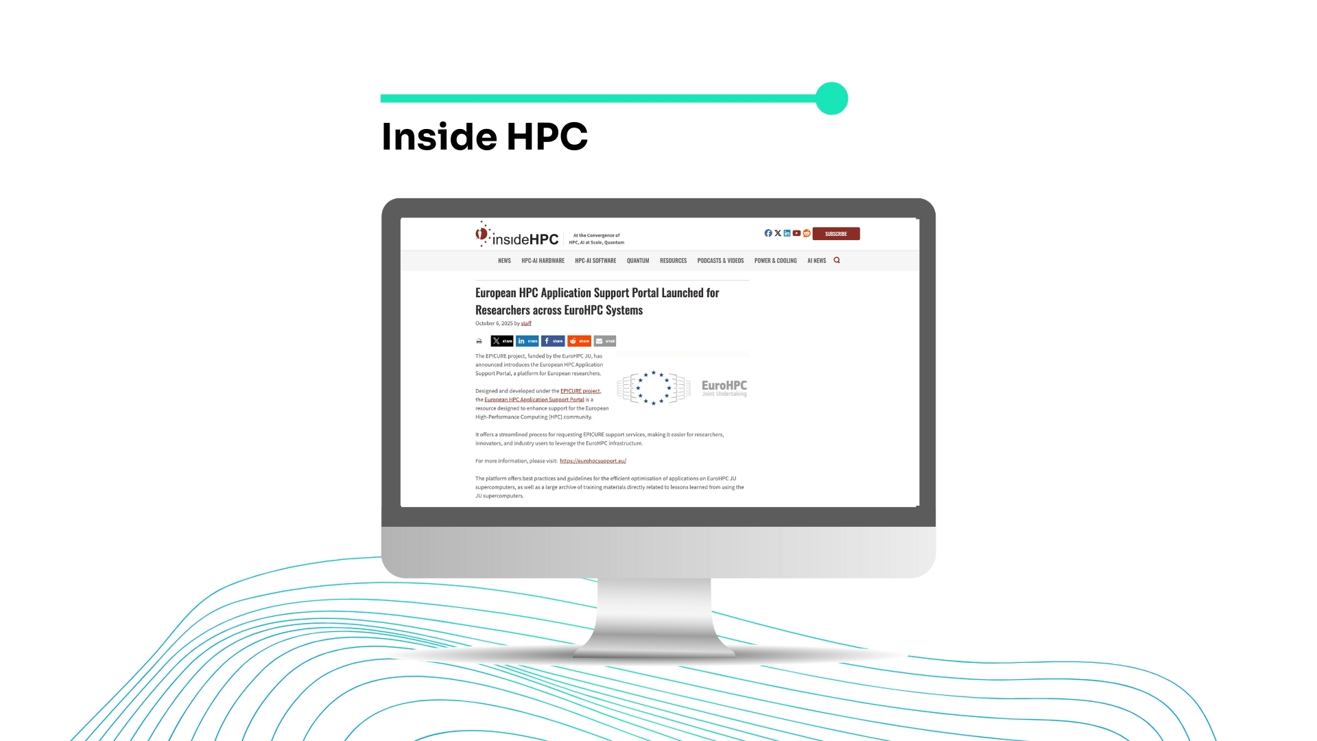 Computer screen with Inside HPC page open.