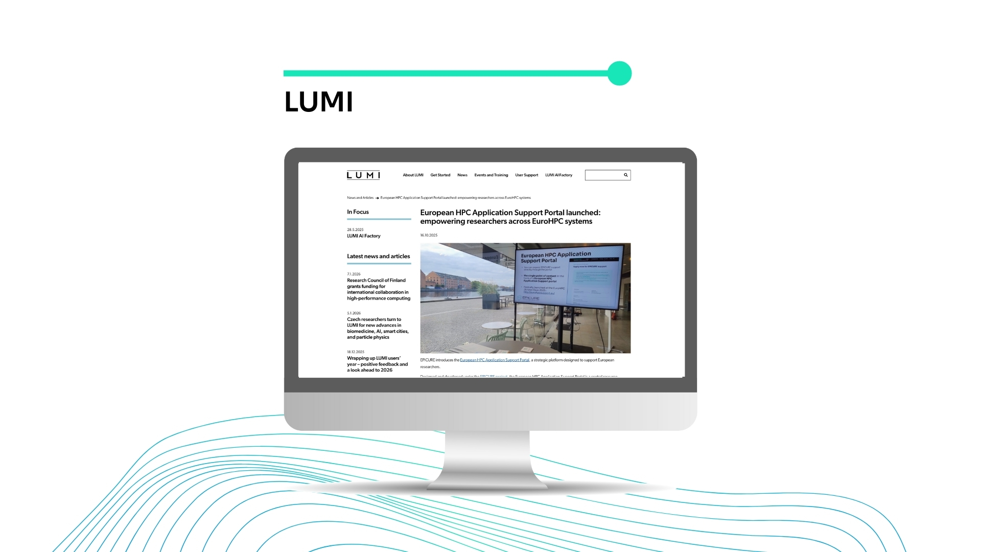 Computer screen with LUMI page open.