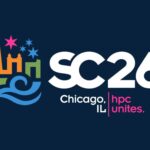 Event logo for SC26 showing a stylised Chicago skyline with stars, waves, and the text “SC26 Chicago, IL – hpc unites.”