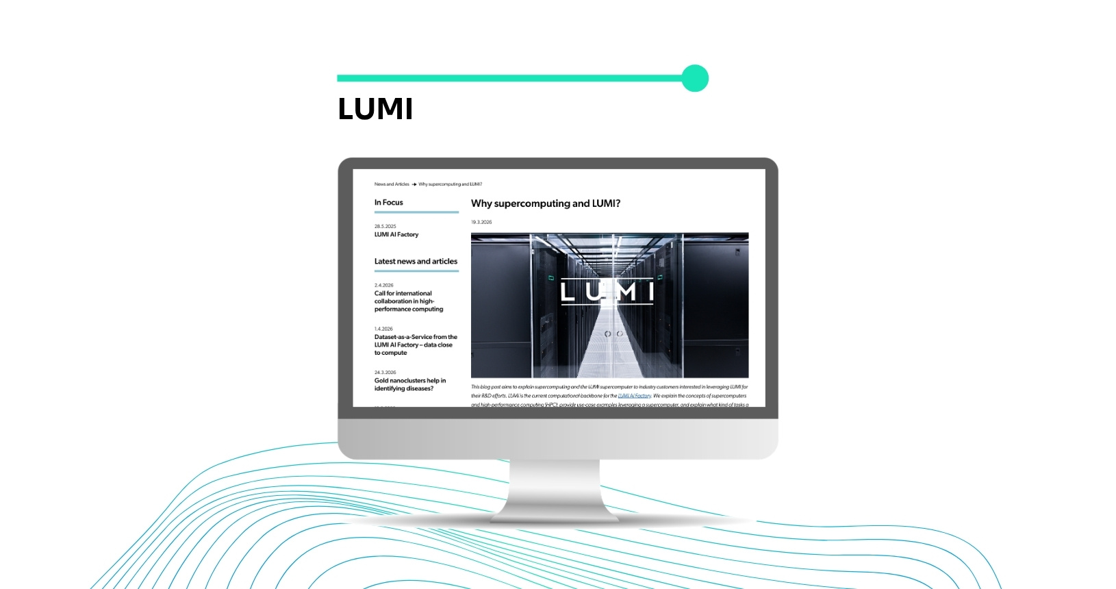 Computer screen with LUMI page open.