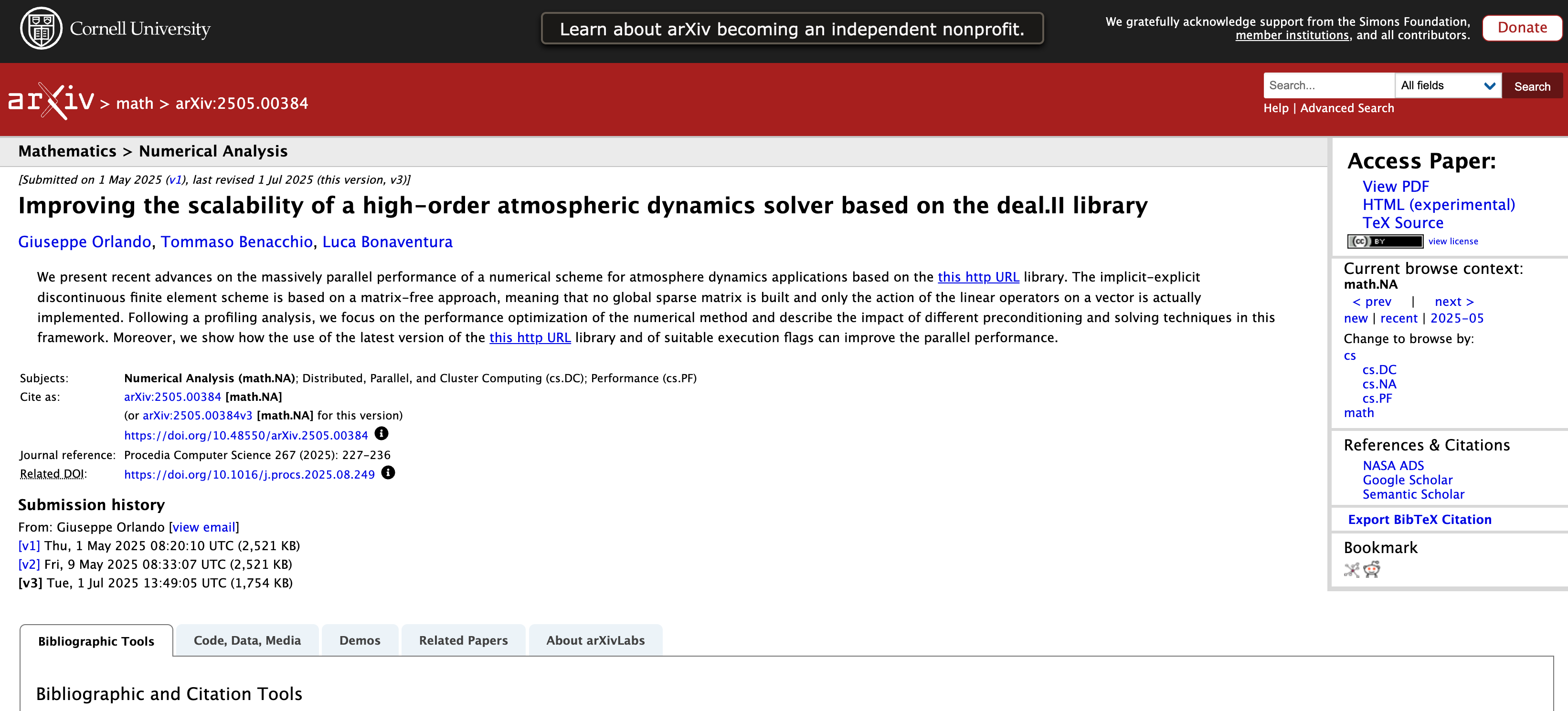 Screenshot of Procedia Computer Science page.